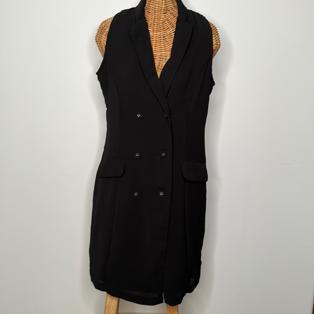 SINCERELY JULES | BLK BUTTON DOWN MINI DRESS/VEST | SZ L | GOOD CONDITION